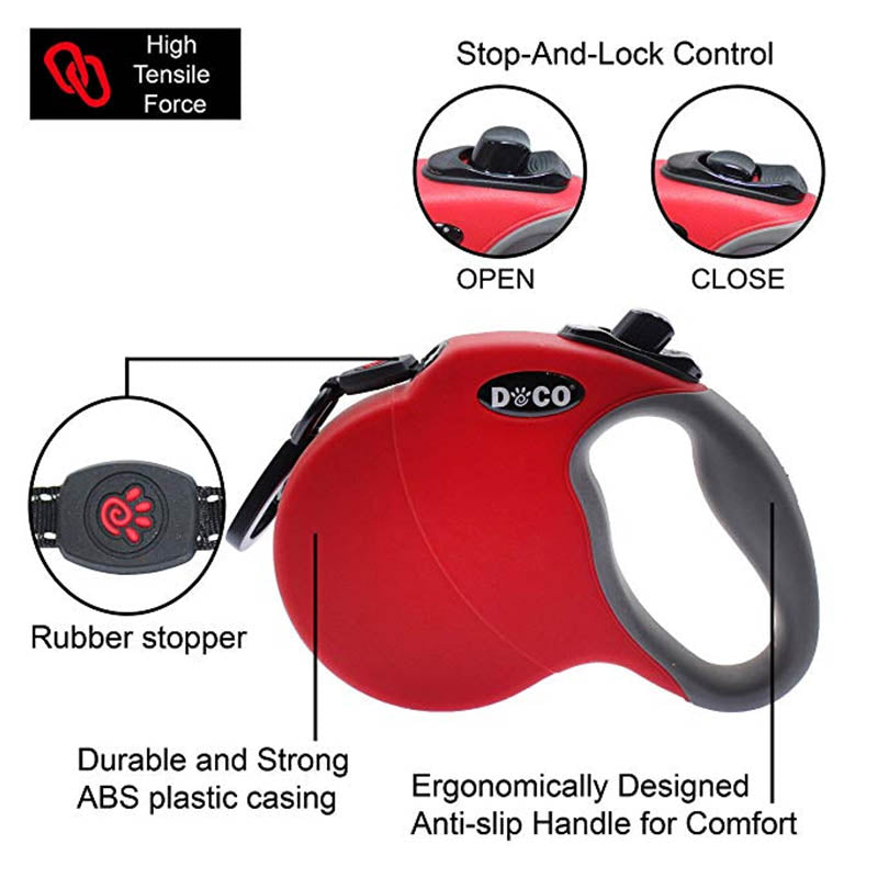 Eco-Paws Automatic Retractable Dog Leash – Heavy-Duty Locking System for Safe Walks