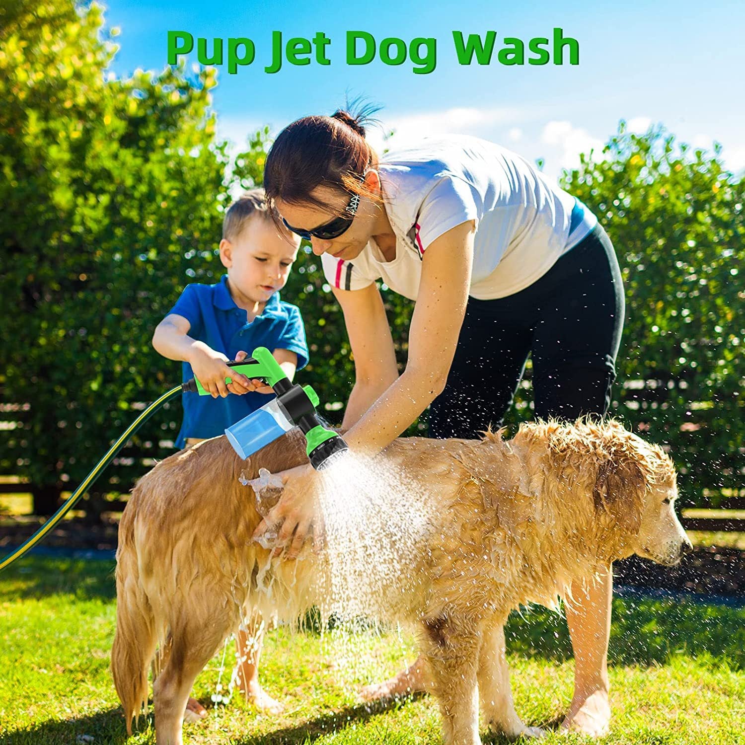 Eco-Paws Pet Dog Wash Outdoor,  High-Pressure Pet Shower Sprayer Dog Shower Brush And Pet Grooming Comb For Watering Flowers, Car Washing, Pet Bathing