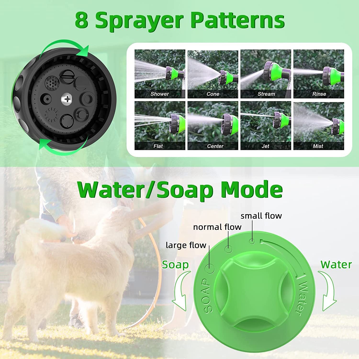 Eco-Paws Pet Dog Wash Outdoor,  High-Pressure Pet Shower Sprayer Dog Shower Brush And Pet Grooming Comb For Watering Flowers, Car Washing, Pet Bathing