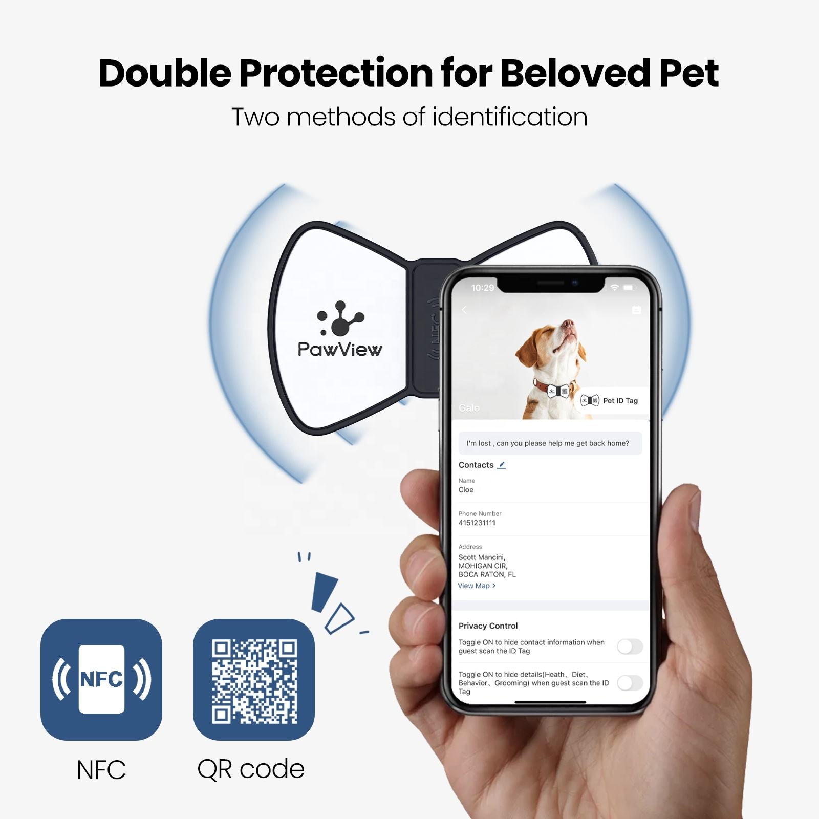 Eco-Paws NFC Smart Pet ID Tag — QR Code Tracking & Instant Contact Info